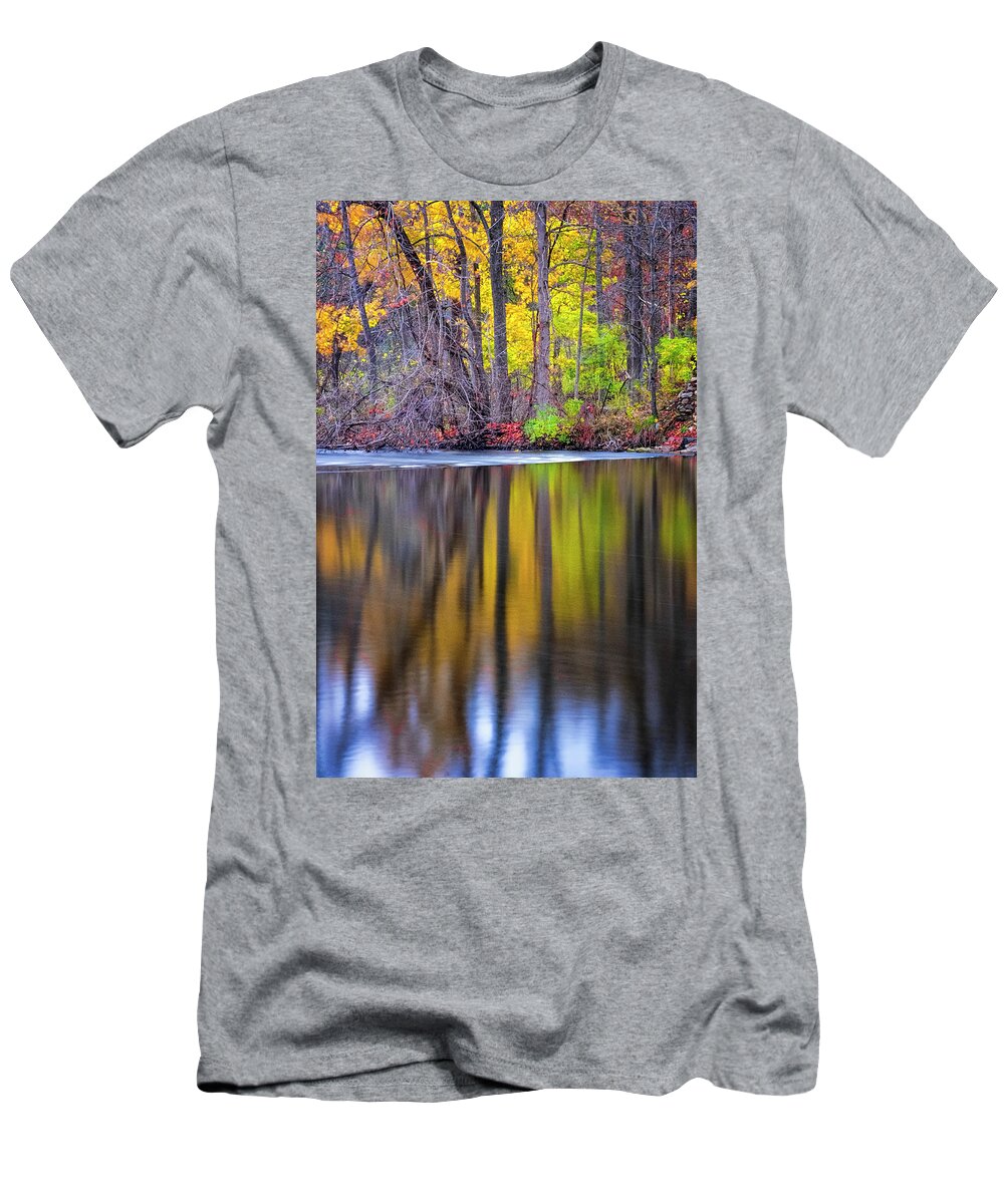 Lake Reflection T-Shirt featuring the photograph Autumn Reflection III by Tom Singleton