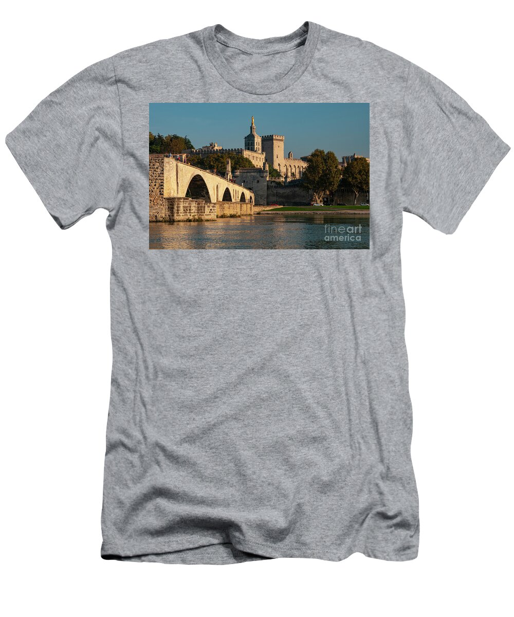 Avignon T-Shirt featuring the photograph Avignon Bridge - Palace - Cathedral by Bob Phillips