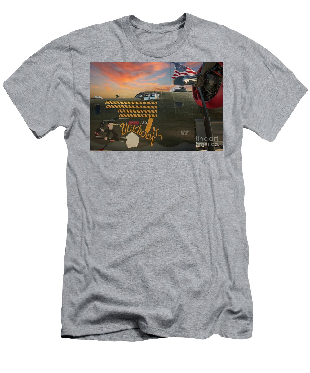 B-17g Flying Fortress T-Shirt featuring the photograph B-17G Flying Fortress World War II Bomber - Witchcraft by Dale Powell