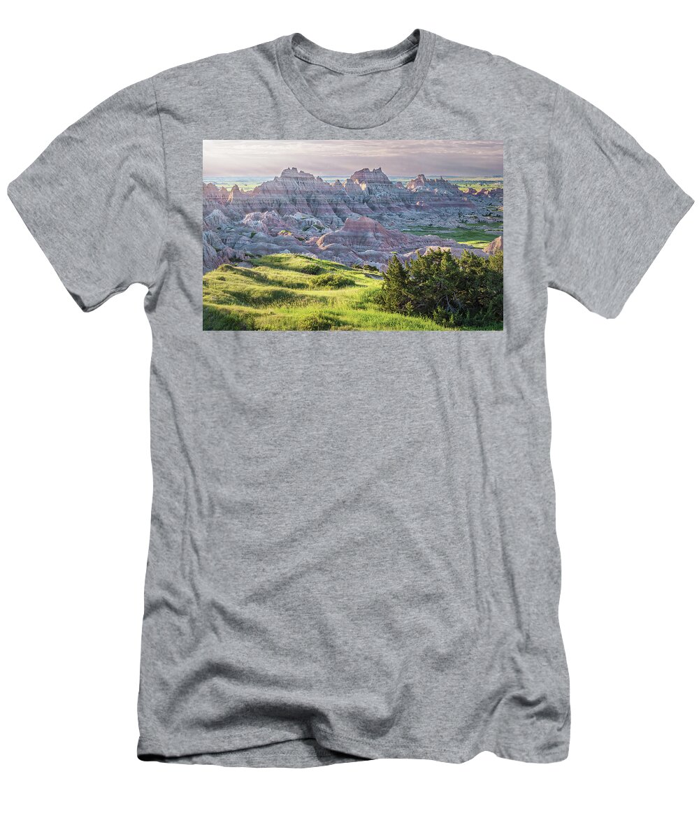 Badlands T-Shirt featuring the photograph Badlands National Park Early Morning II by Joan Carroll