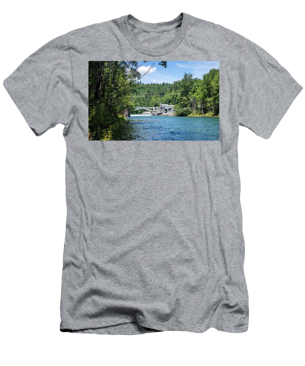 Baker River And Henry Thompson Bridge T-Shirt featuring the photograph Baker River and Henry Thompson Bridge by Tom Cochran