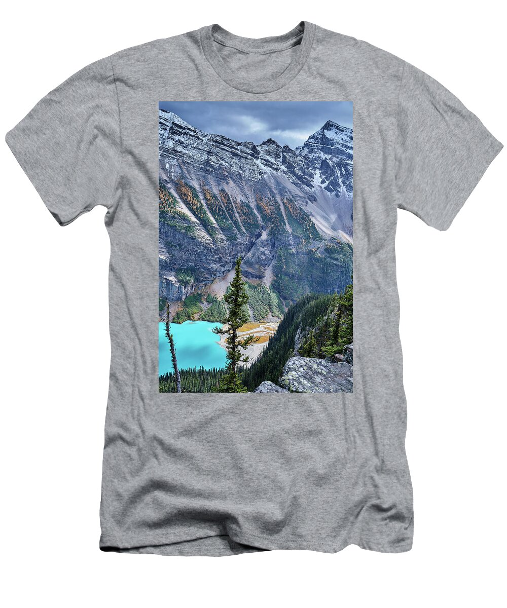 Banff T-Shirt featuring the photograph Banff Lake Louise Puzzle by Carl Marceau
