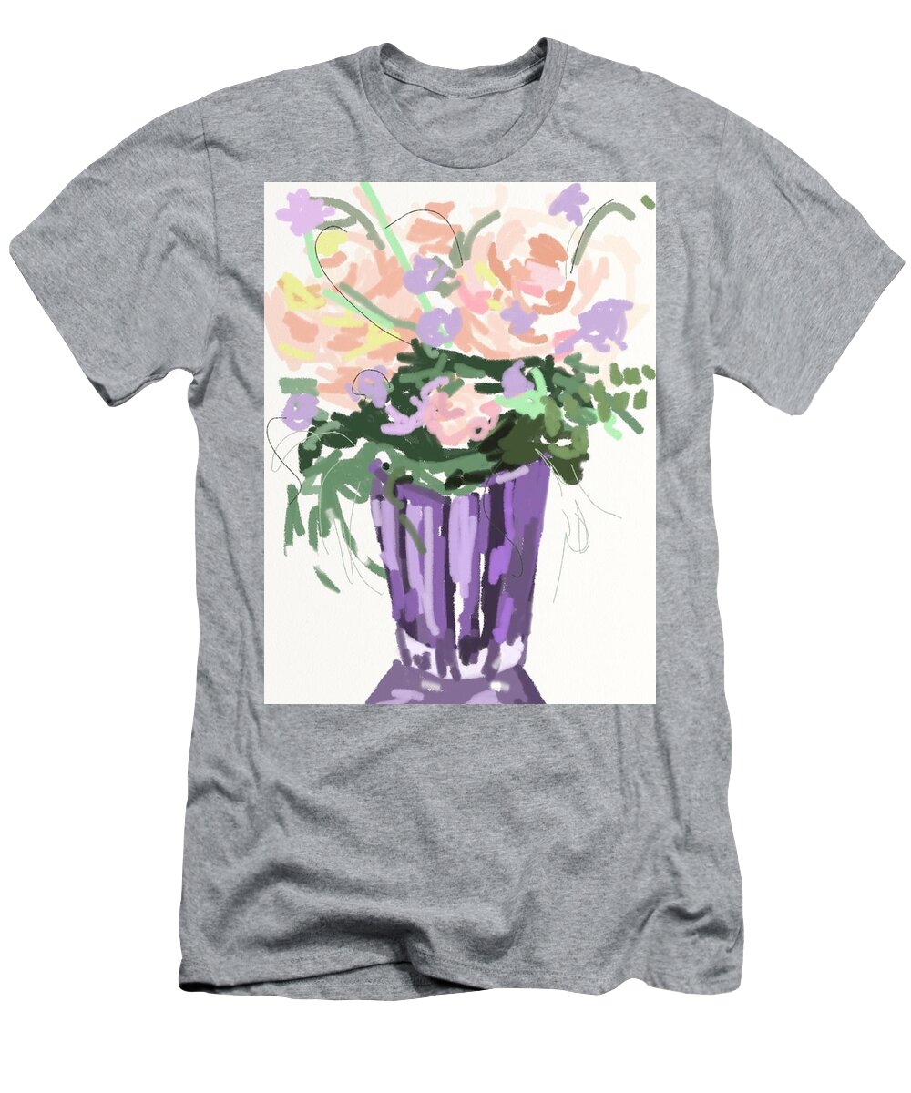 T-Shirt featuring the painting Barbara's Flowers by Carol Berning