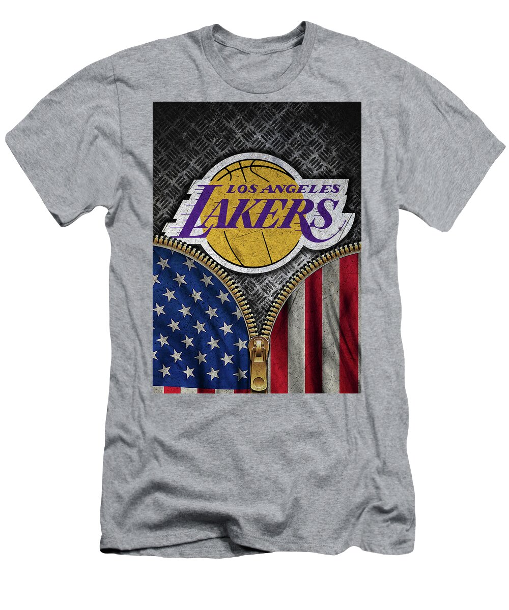 Basketball Los Angeles Lakers Art T-Shirt by Leith Huber - Pixels