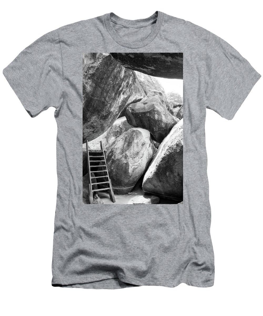 Baths National Park T-Shirt featuring the photograph Baths National Park Rocks in Black and White by James C Richardson