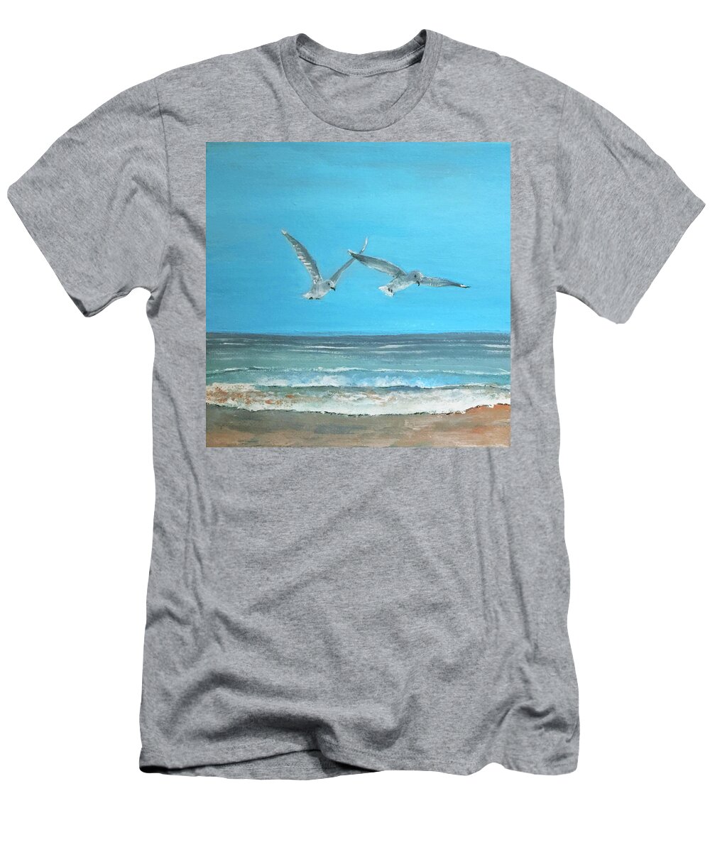 T-Shirt featuring the painting Beach Buddies by Linda Bailey