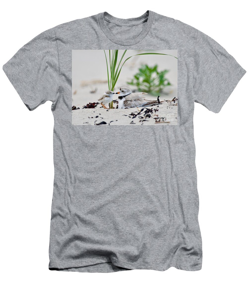 Piping-plover T-Shirt featuring the photograph Beak to Beak by Mary McAvoy