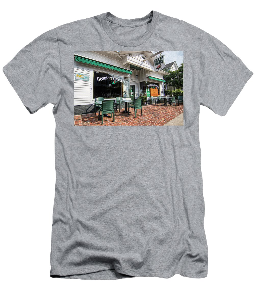 Beaufort T-Shirt featuring the photograph Beaufort Grocery Company - Beaufrot North Carolina by Bob Decker