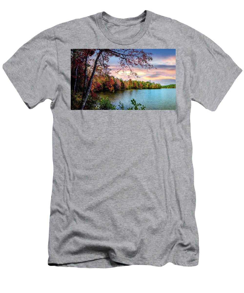 Carolina T-Shirt featuring the photograph Beautiful Fall Colors at Indian Boundary Lake by Debra and Dave Vanderlaan