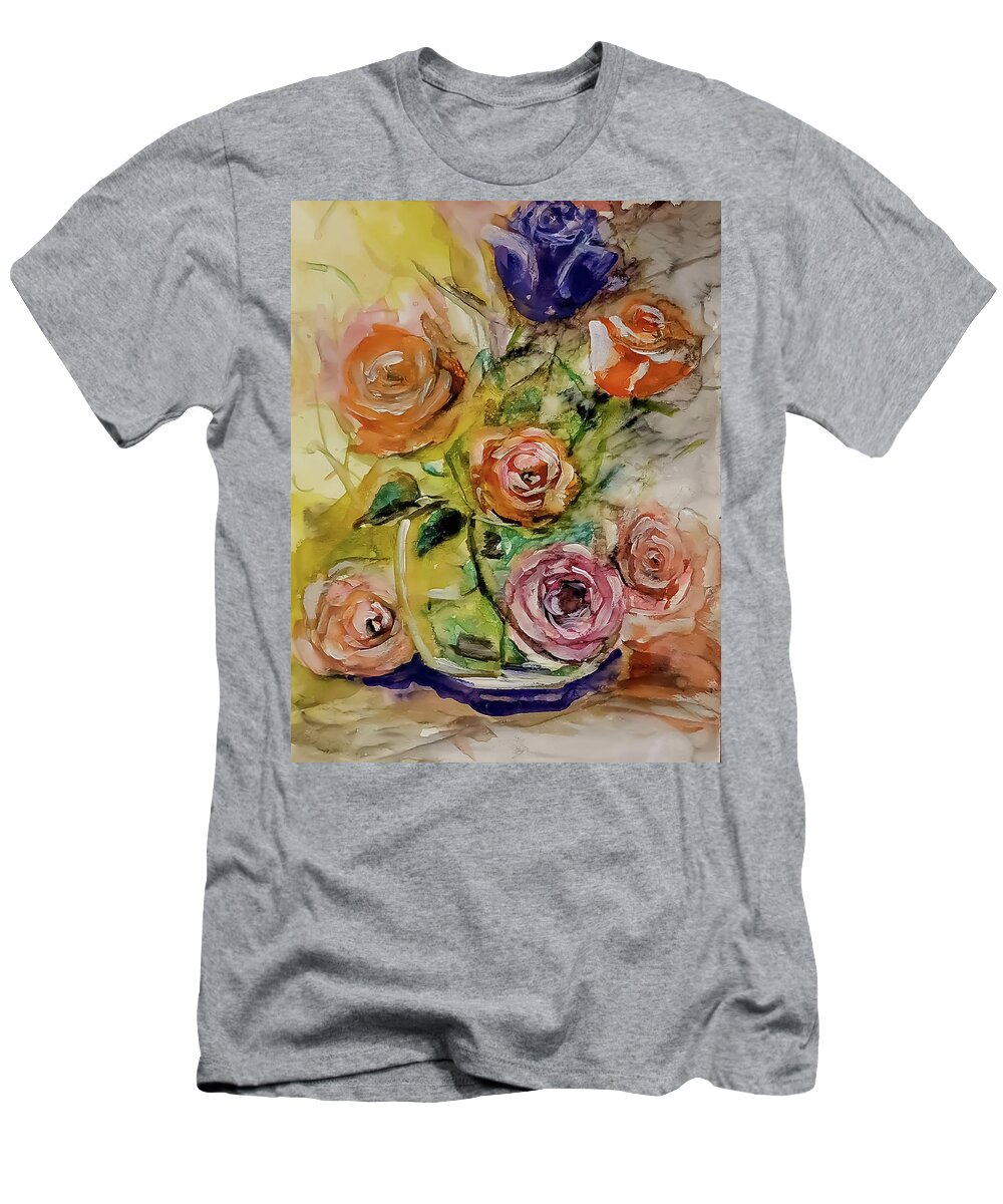 Lovely T-Shirt featuring the painting Beautiful rose display by Lisa Kaiser