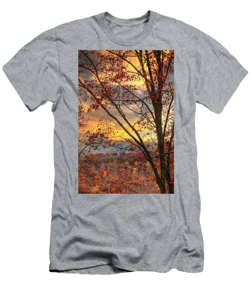 Andrews T-Shirt featuring the photograph Beautiful Sunset over the Smoky Mountains by Debra and Dave Vanderlaan