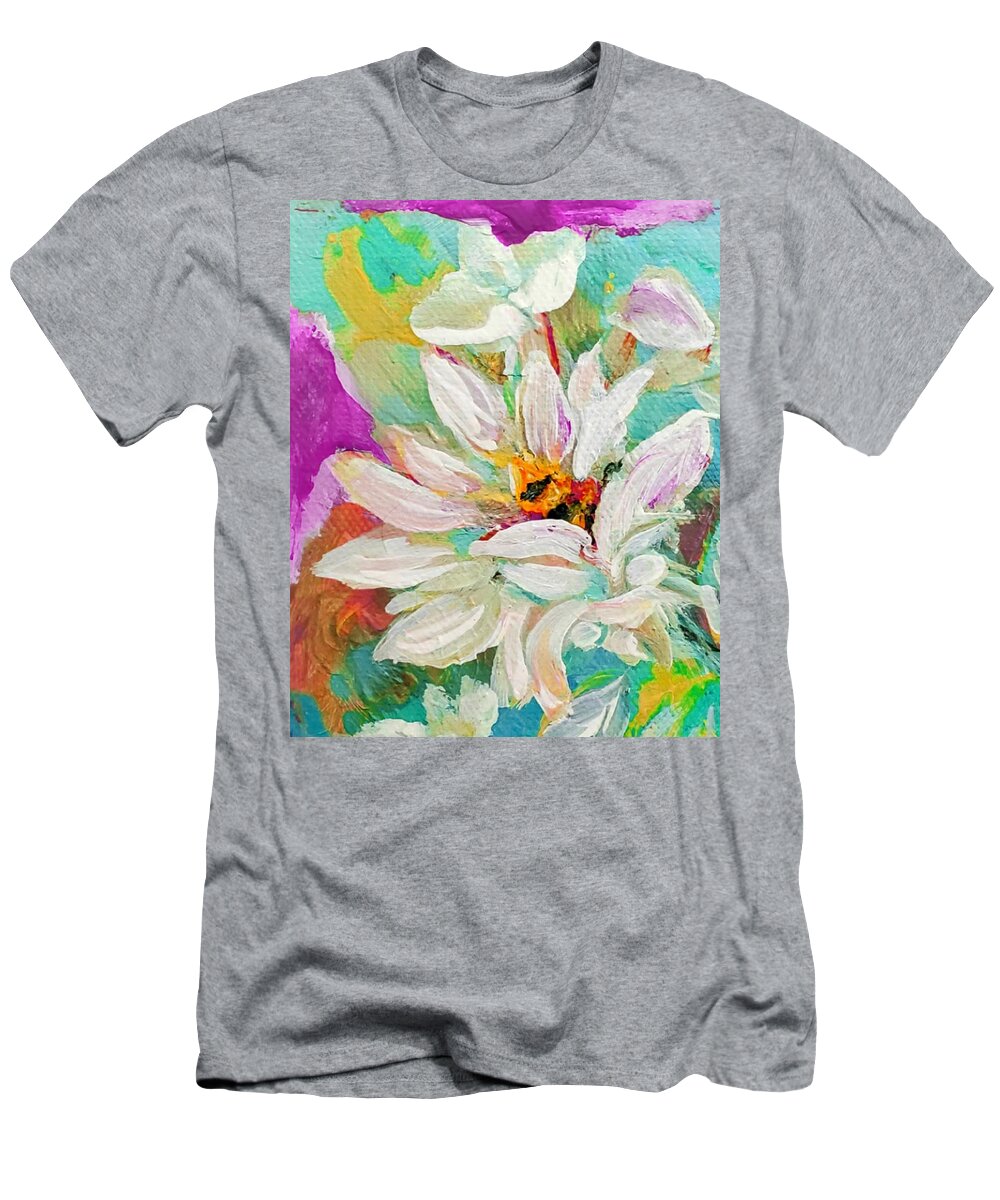 Bees T-Shirt featuring the painting Bees and Flowers And Leaves by Lisa Kaiser