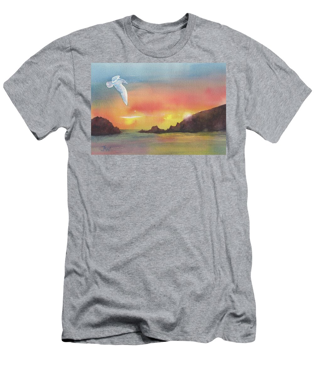 Artist T-Shirt featuring the painting Big Sur Sunset III by Joan Wolbier