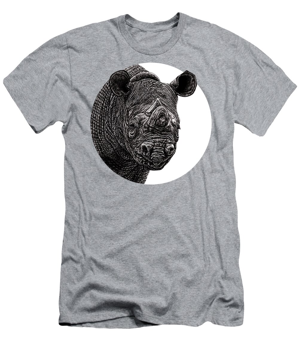 Rhino T-Shirt featuring the drawing Black rhinoceros by Loren Dowding