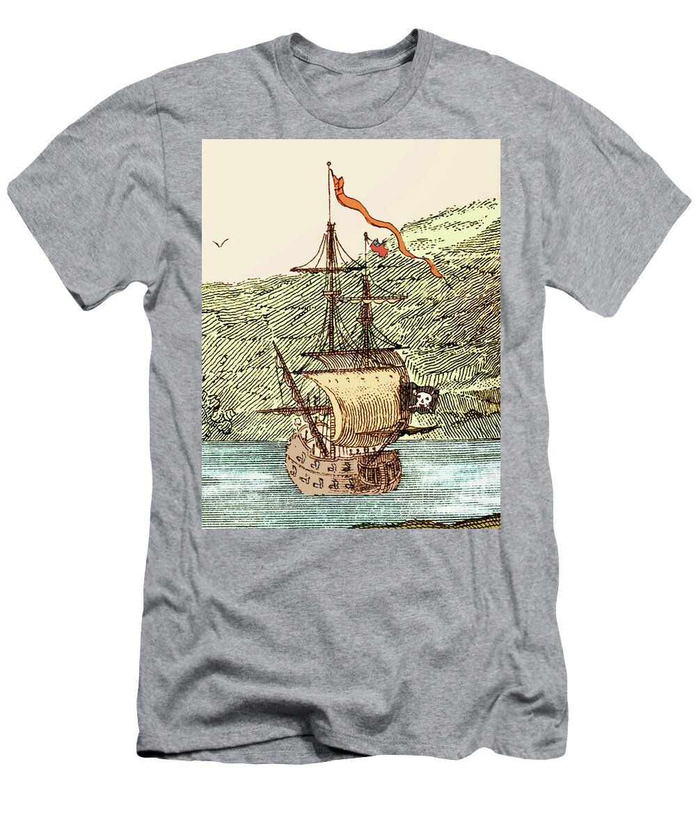 18th T-Shirt featuring the photograph Blackbeard's Pirate Ship, Queen Anne's Revenge by Science Source