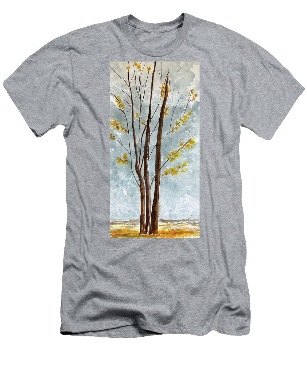 Autumn T-Shirt featuring the painting Bleak New Hampshire Autumn by Claudette Carlton