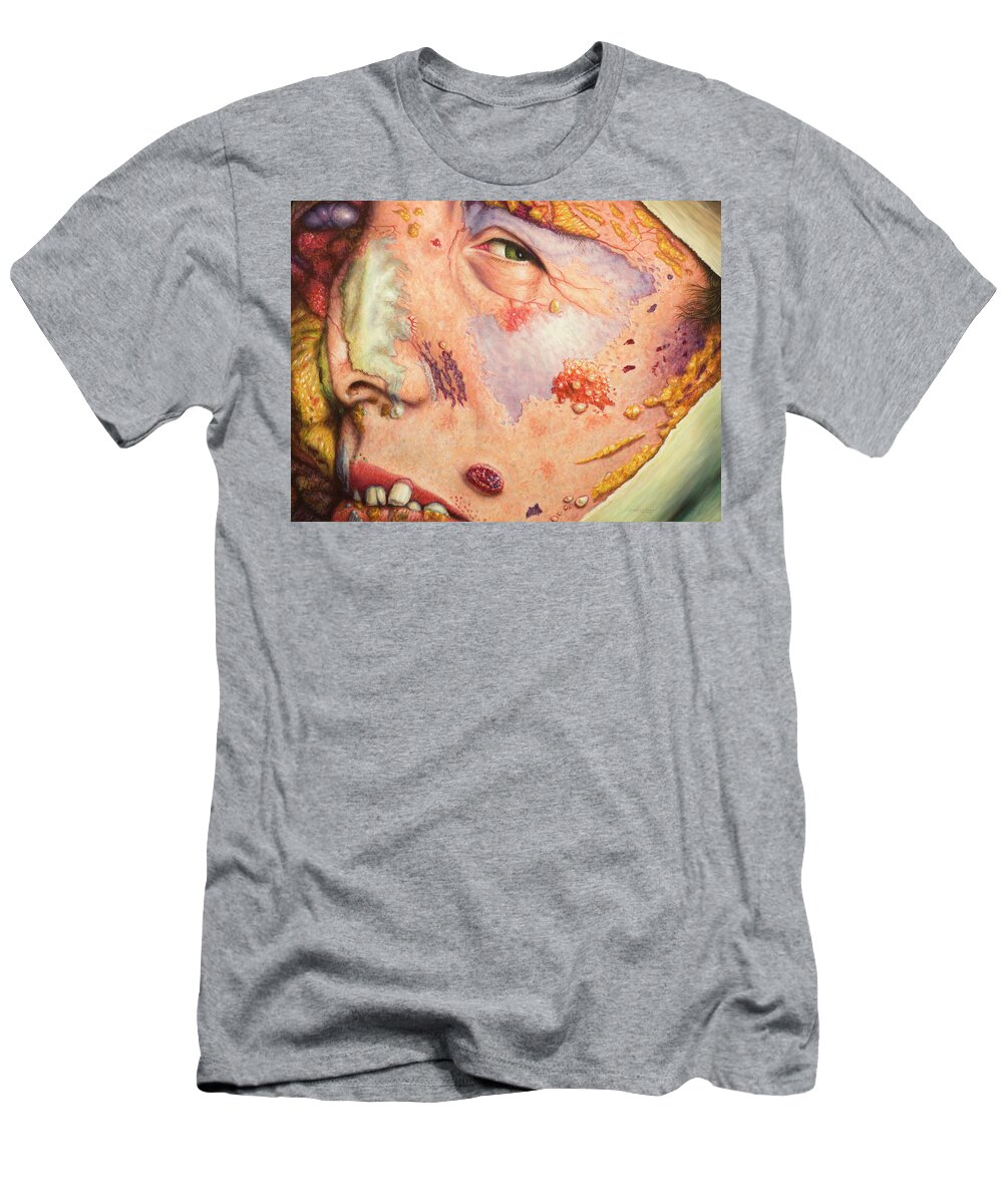 Gross T-Shirt featuring the painting Blindsided by James W Johnson