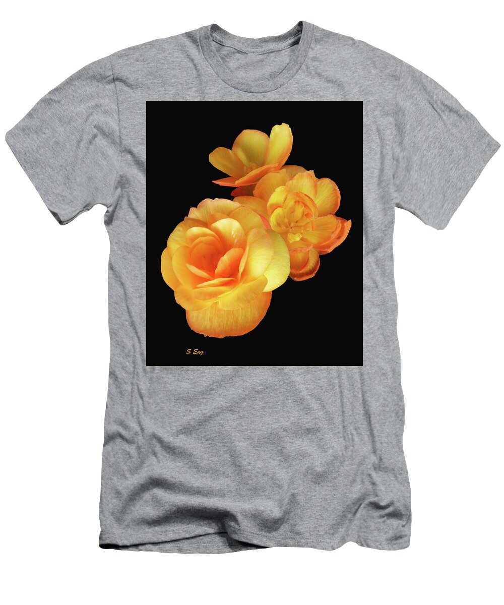 Flowers T-Shirt featuring the mixed media Blossoms in Yellow and Orange by Sharon Williams Eng