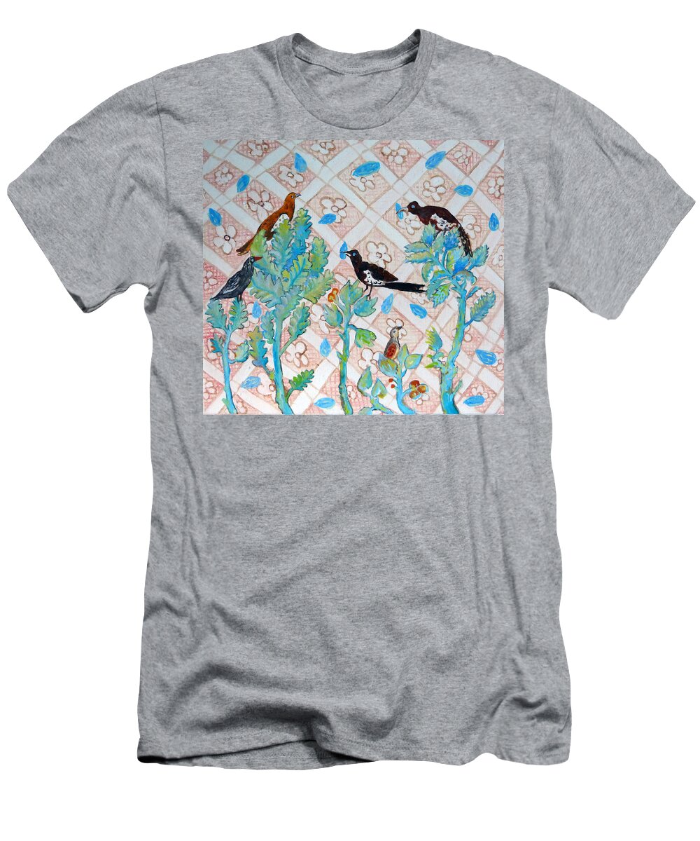 Blue Almonds T-Shirt featuring the painting Blue almonds by Elzbieta Goszczycka