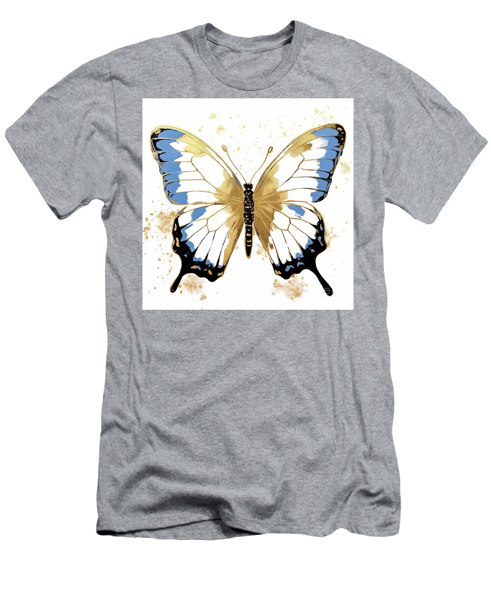 Butterfly T-Shirt featuring the painting Blue And Gold Butterfly by Tina LeCour