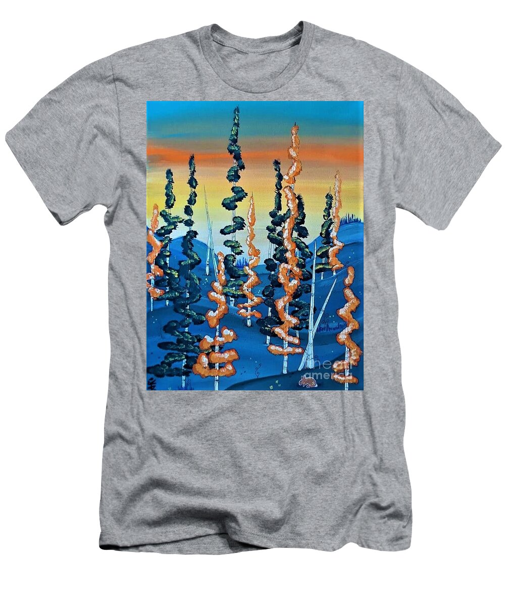 Blue T-Shirt featuring the painting Blue and Orange by April Reilly