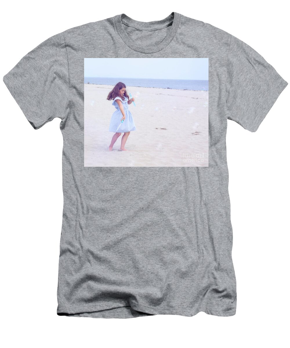 Girl T-Shirt featuring the photograph Blue Bubbles by Theresa Johnson