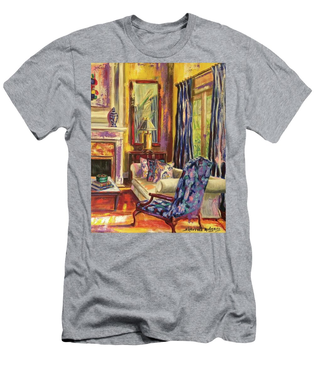 Interior Design T-Shirt featuring the painting Blue Chair II by Sherrell Rodgers