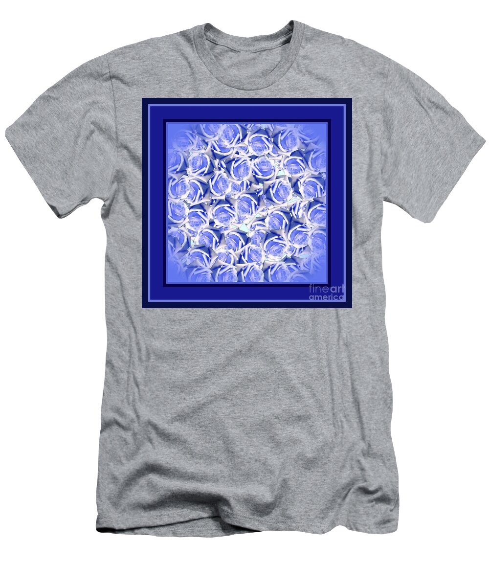 Blue T-Shirt featuring the digital art Blue Roses 2020 Trending Color by Delynn Addams