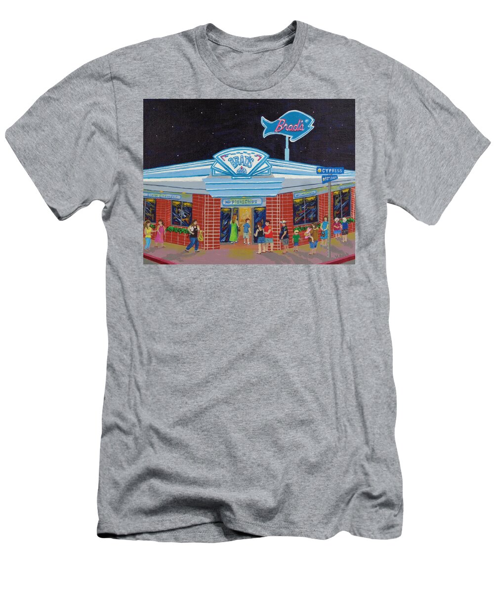 Brads T-Shirt featuring the painting Brad's Pismo Beach California by Katherine Young-Beck