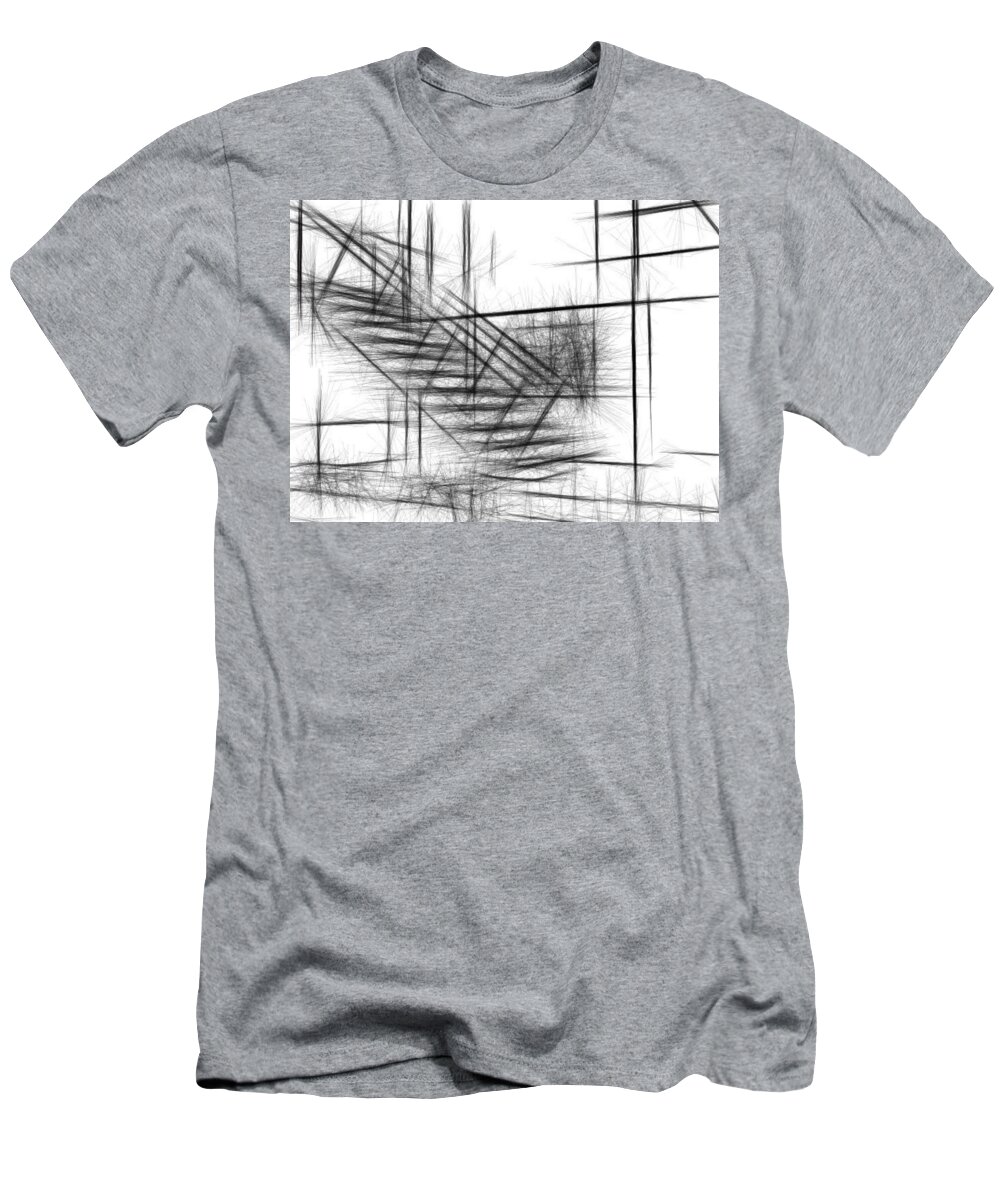 Brady Bunch T-Shirt featuring the digital art Brady Bunch Stairway Abstract Lines by James Barnes
