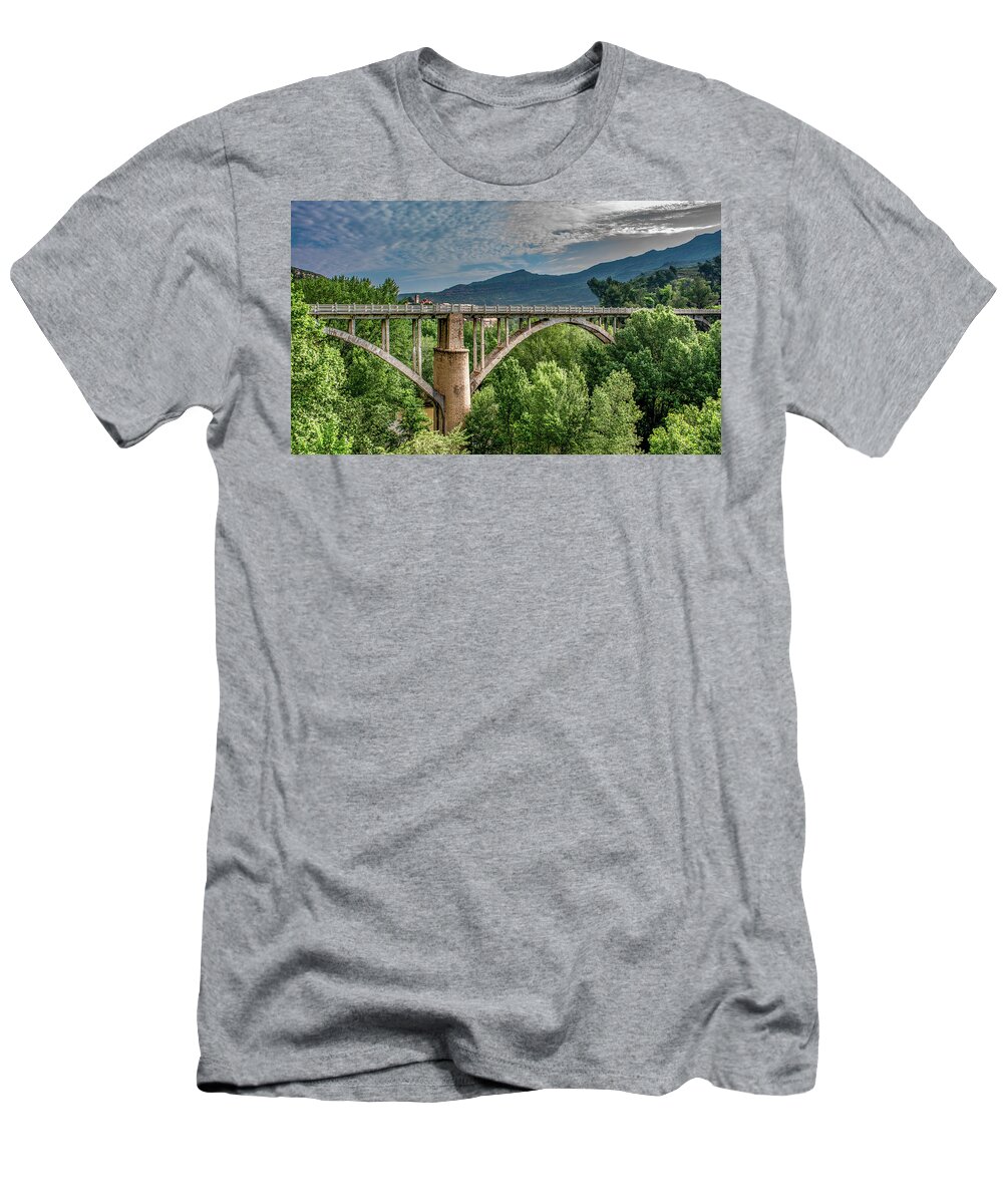 Spain T-Shirt featuring the photograph Bridge to Montserrat, Spain by Marcy Wielfaert