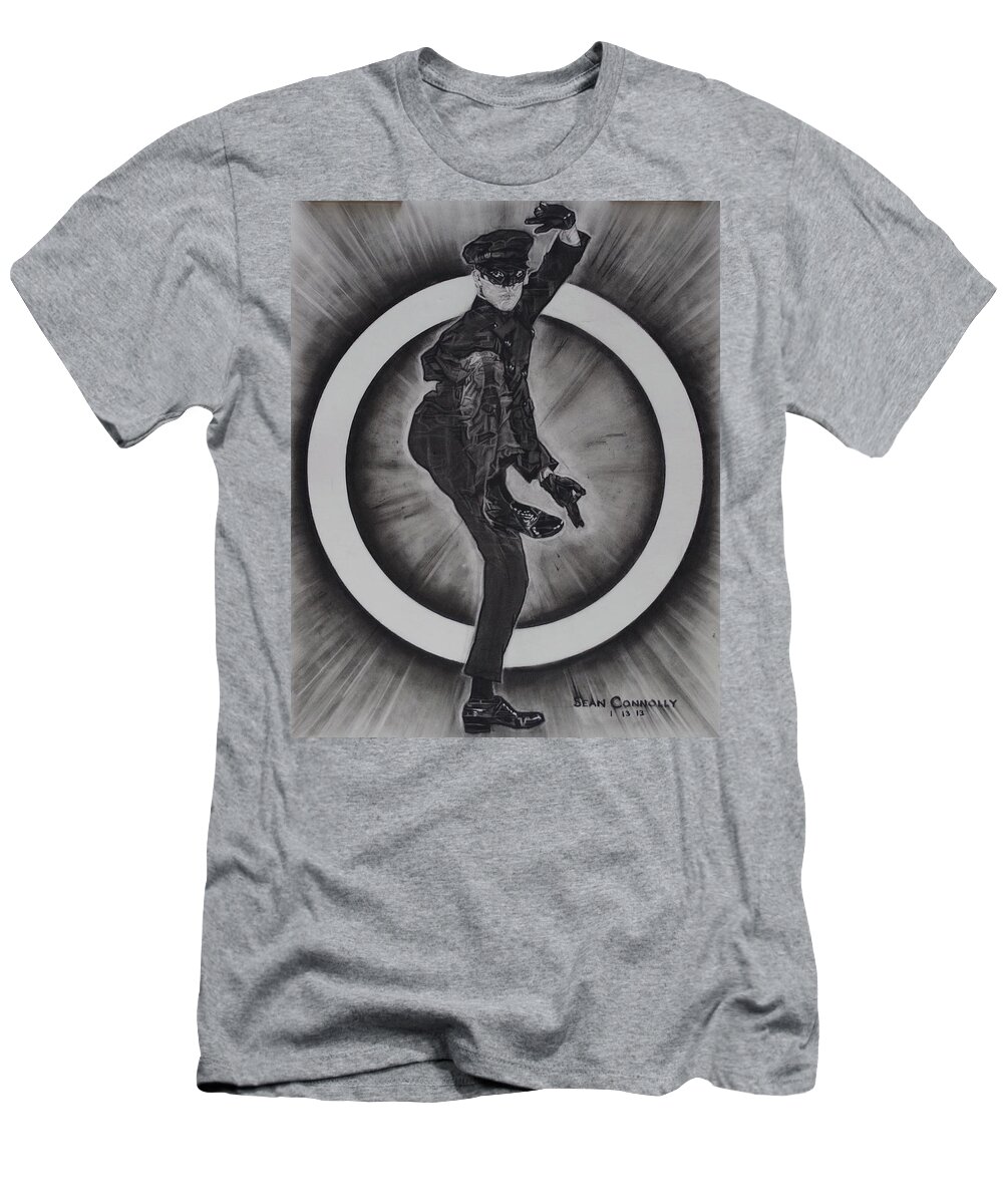 Charcoal Pencil T-Shirt featuring the drawing Bruce Lee - Kato - 2 by Sean Connolly