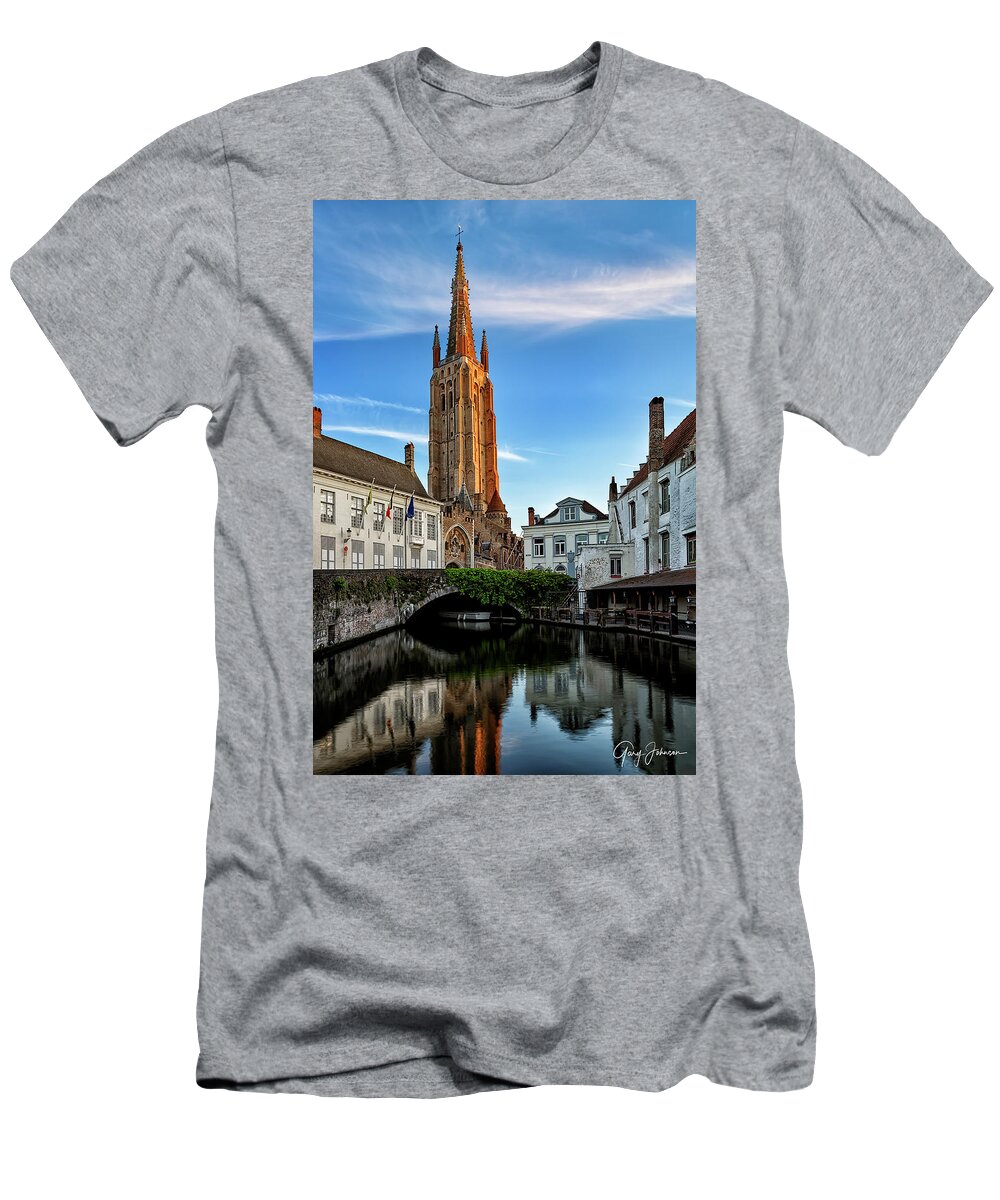 Bruges-belgium T-Shirt featuring the photograph Bruges Reflection by Gary Johnson