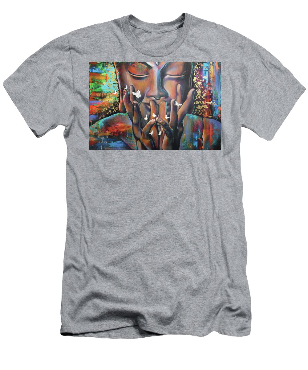 Buddha T-Shirt featuring the painting Buddhaflies by Robyn Chance