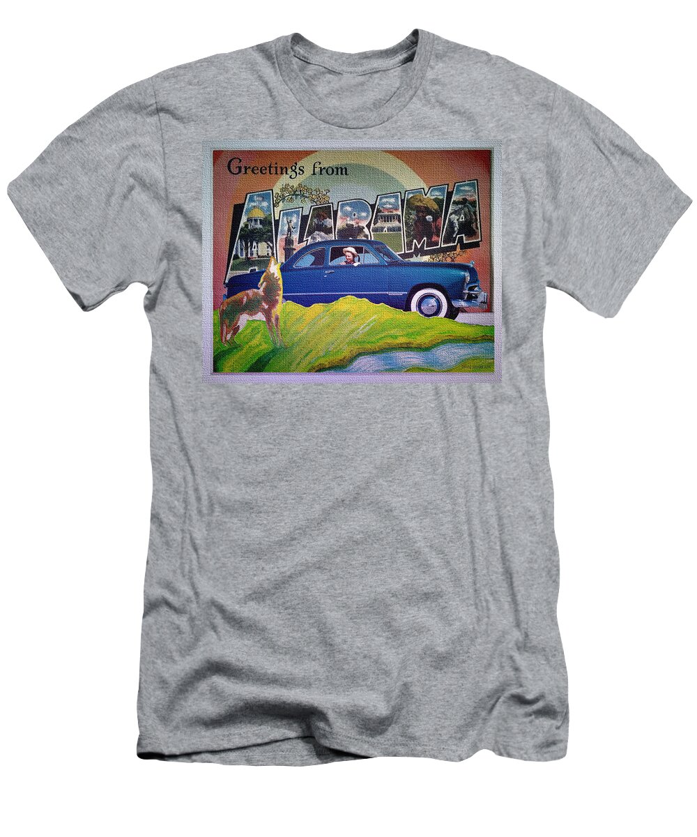 Dixie Road Trips T-Shirt featuring the digital art Dixie Road Trips / Alabama by David Squibb