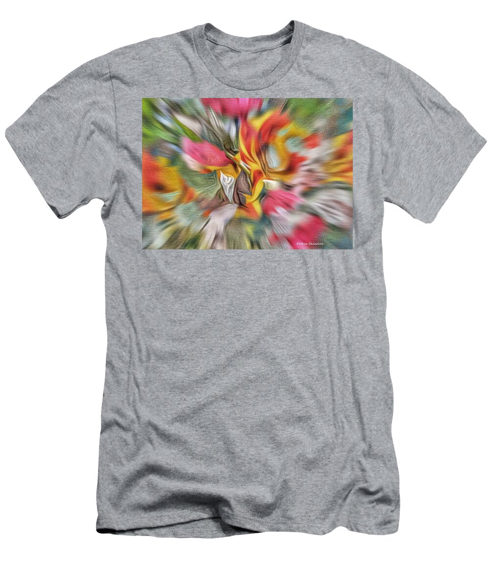Abstract Art T-Shirt featuring the digital art Bursting Through by Kathie Chicoine
