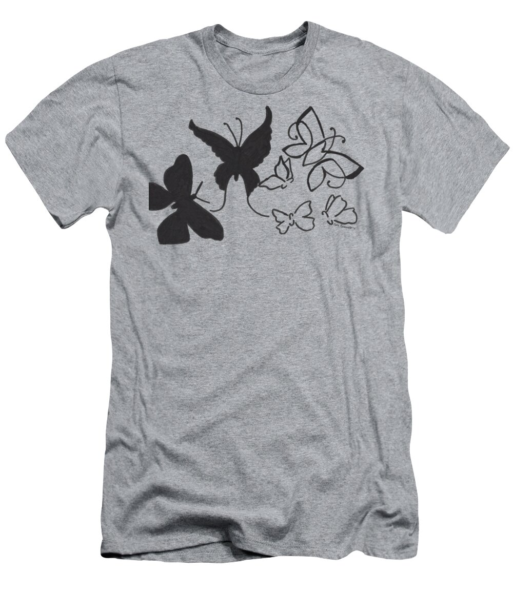 Butterflies T-Shirt featuring the drawing Butterflies with Transparent Background by Ali Baucom