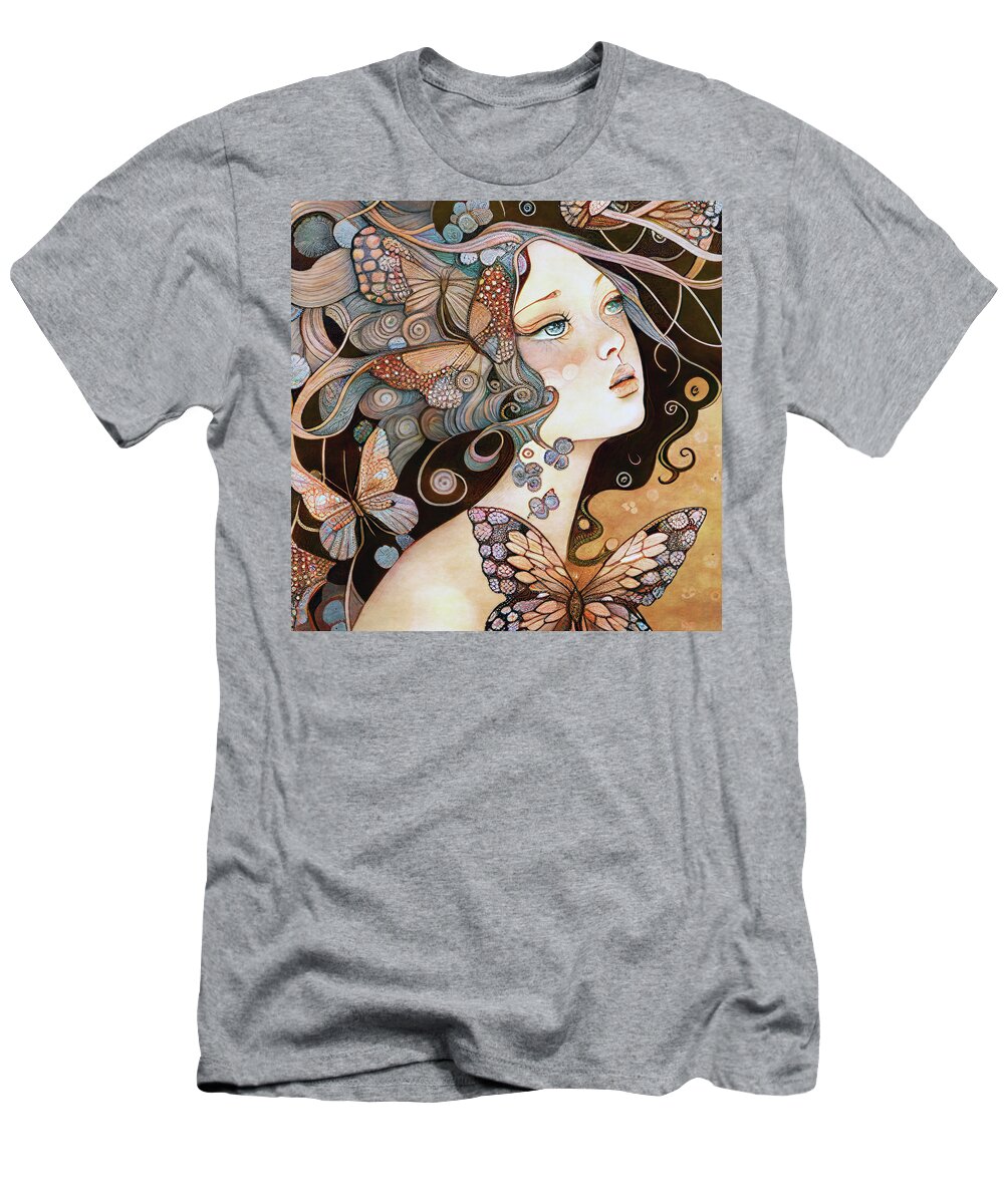 Vintage T-Shirt featuring the mixed media Butterfly Dreams by Jacky Gerritsen
