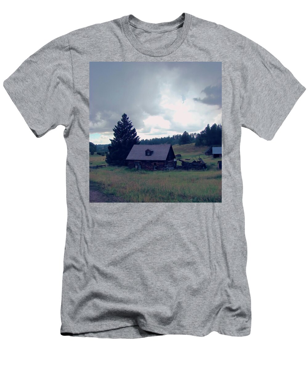 Black Hills T-Shirt featuring the photograph Cabin in the Black Hills 100z by Cathy Anderson