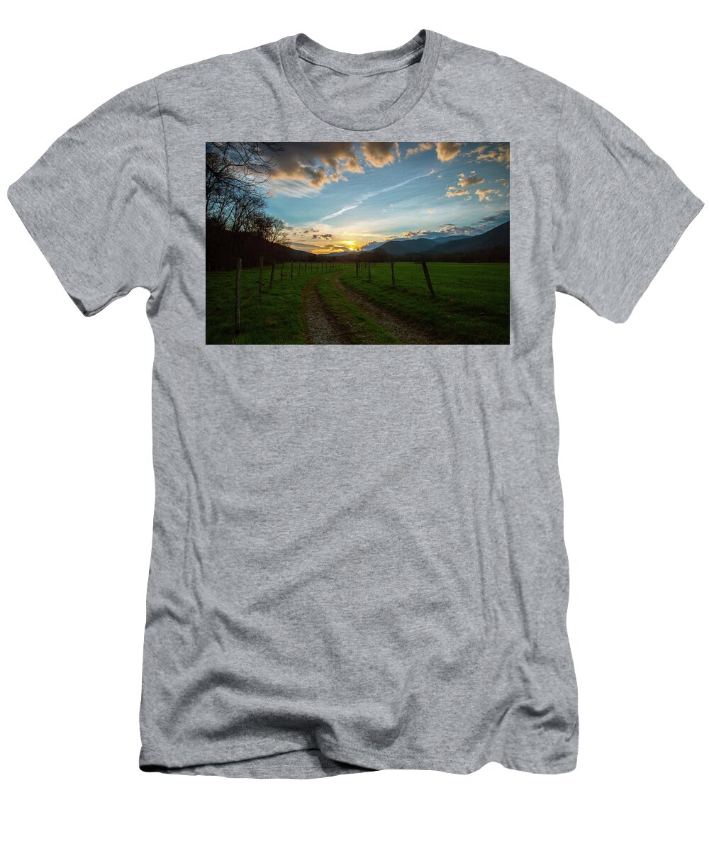 Cades Cove T-Shirt featuring the photograph Cades Cove Sunrise by Robert J Wagner