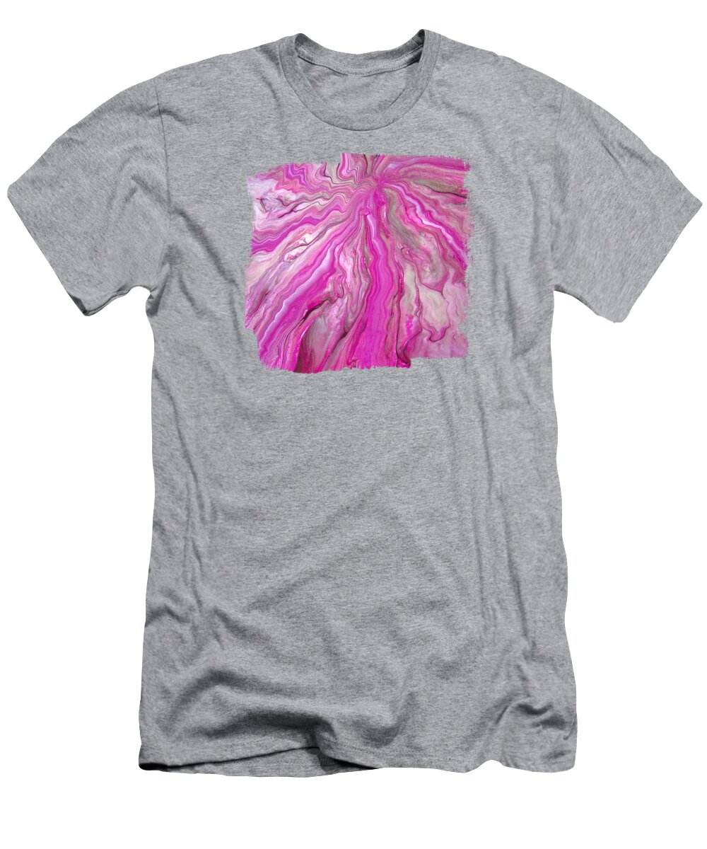 Acrylic Pour T-Shirt featuring the painting California Pink Acrylic Pour by Elisabeth Lucas