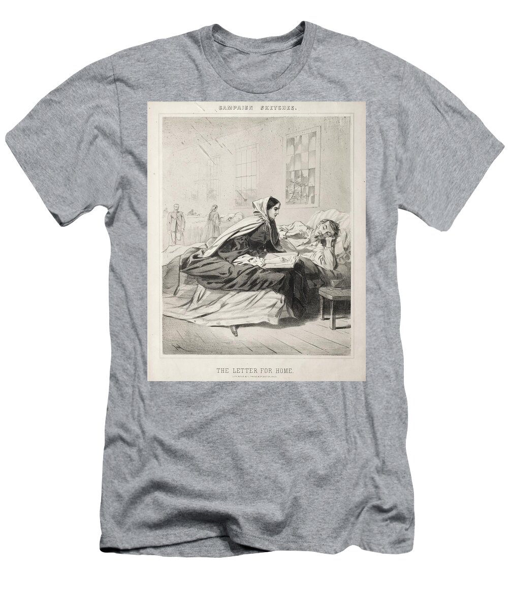 Campaign Sketches The Letter For Home 1863 Winslow Homer Sketch T-Shirt featuring the painting Campaign Sketches The Letter for Home 1863 Winslow Homer by MotionAge Designs