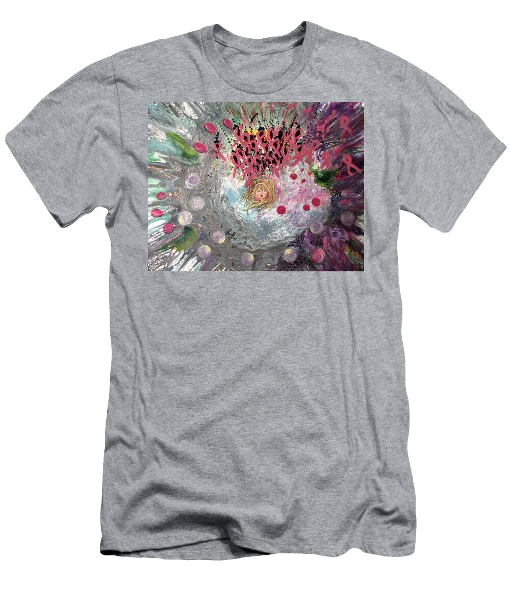 Cancer T-Shirt featuring the painting Cancer Emotions Struggle by Lynn Raizel Lane