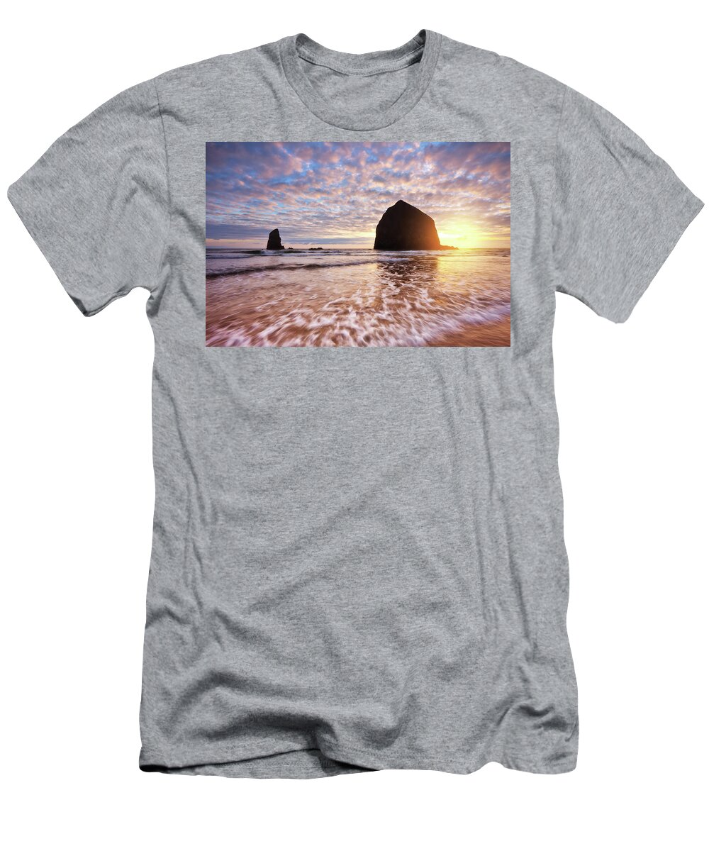 Sunset T-Shirt featuring the photograph Cannon Beach Sunset Classic by Darren White