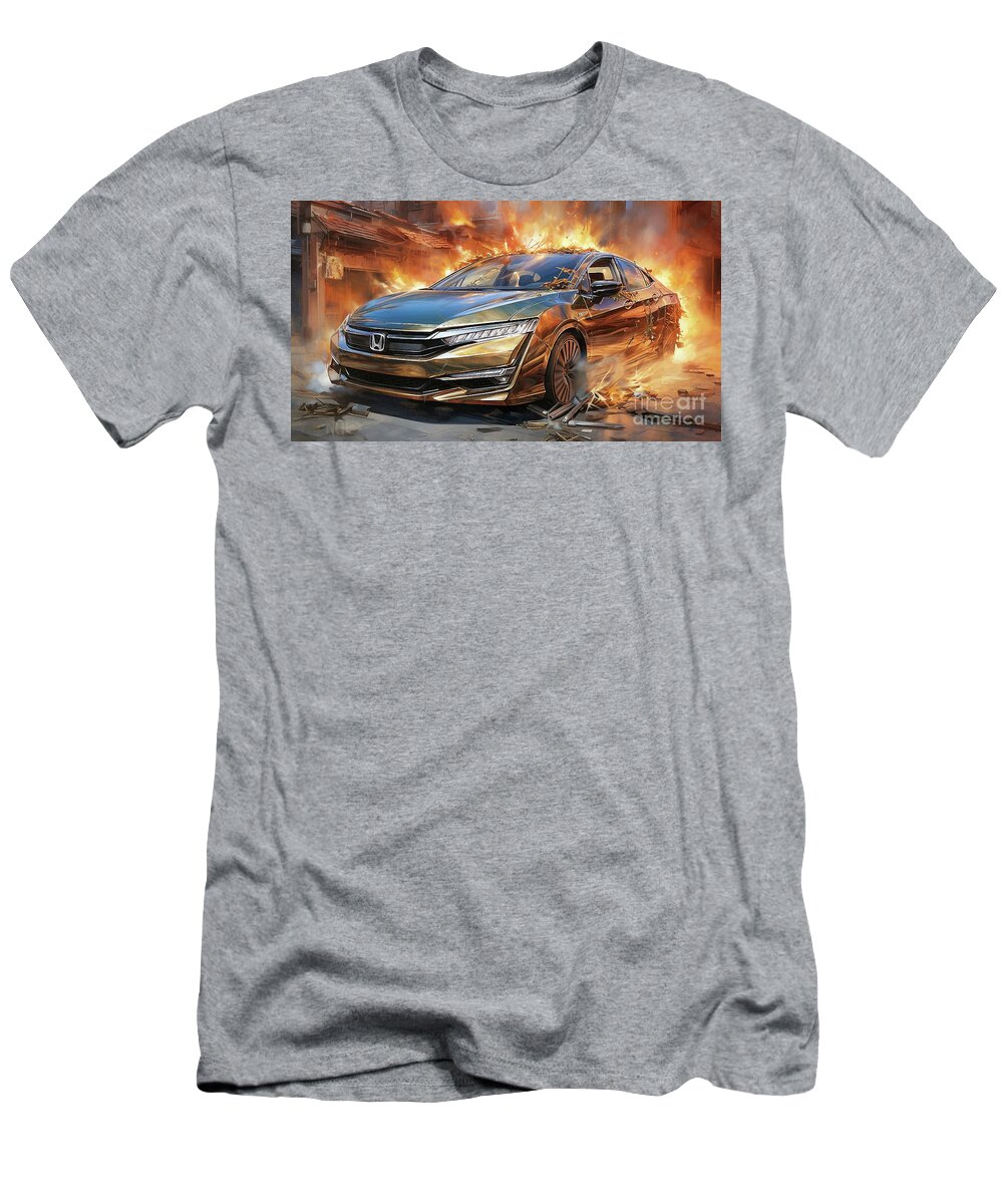 Honda T-Shirt featuring the drawing Car 2347 Honda Clarity by Clark Leffler