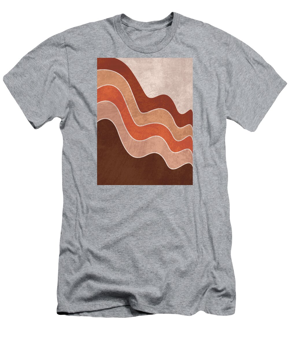 Cascade T-Shirt featuring the mixed media Cascade - Minimal Brown Abstract by Studio Grafiikka