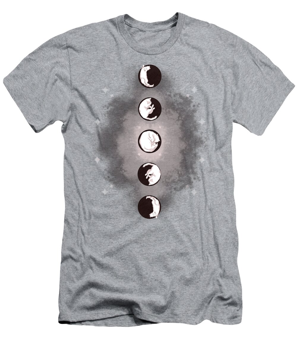 Kitty T-Shirt featuring the drawing Cat Phases by Ludwig Van Bacon