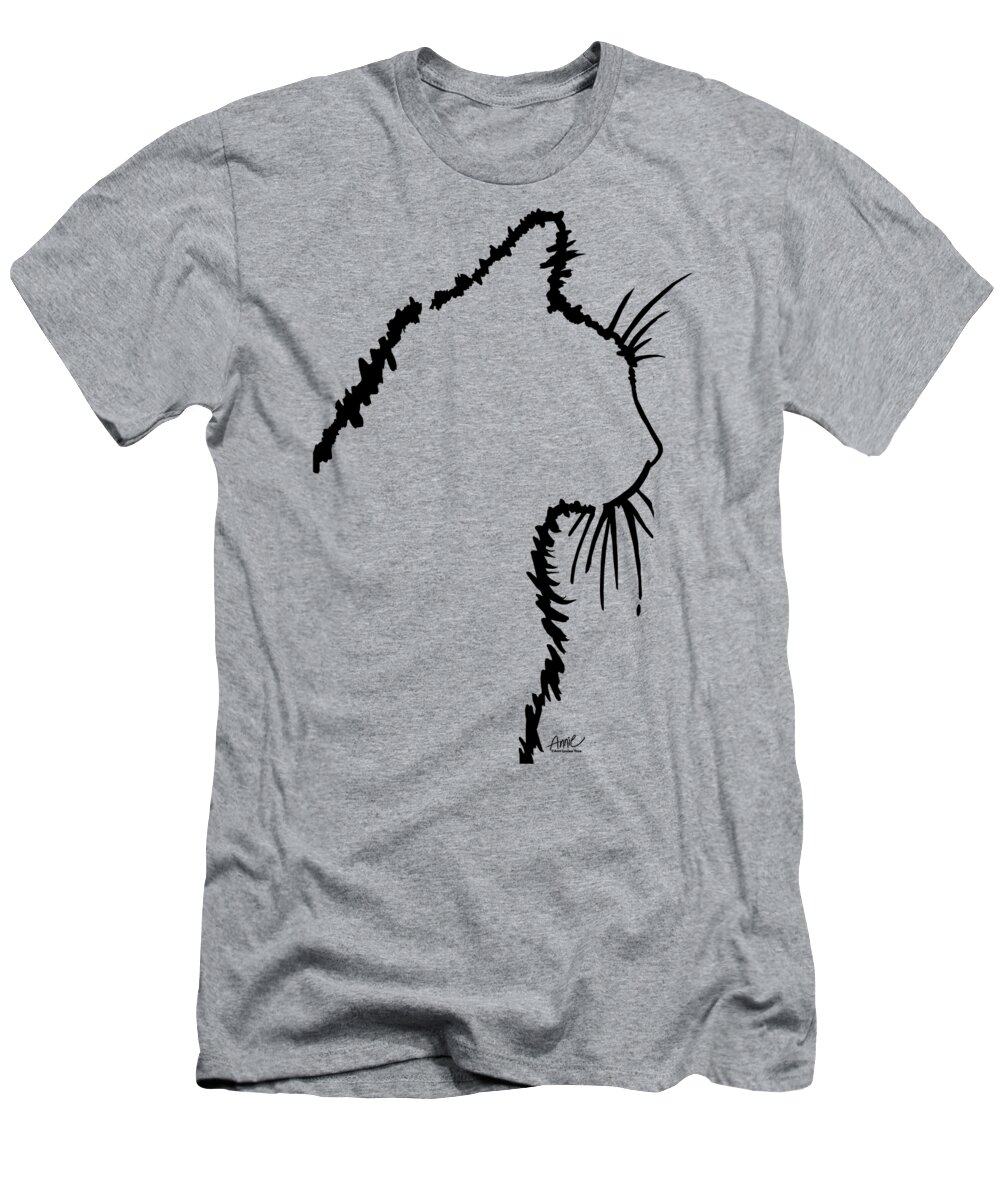 Cat T-Shirt featuring the painting Cat Silhouette by Annie Troe