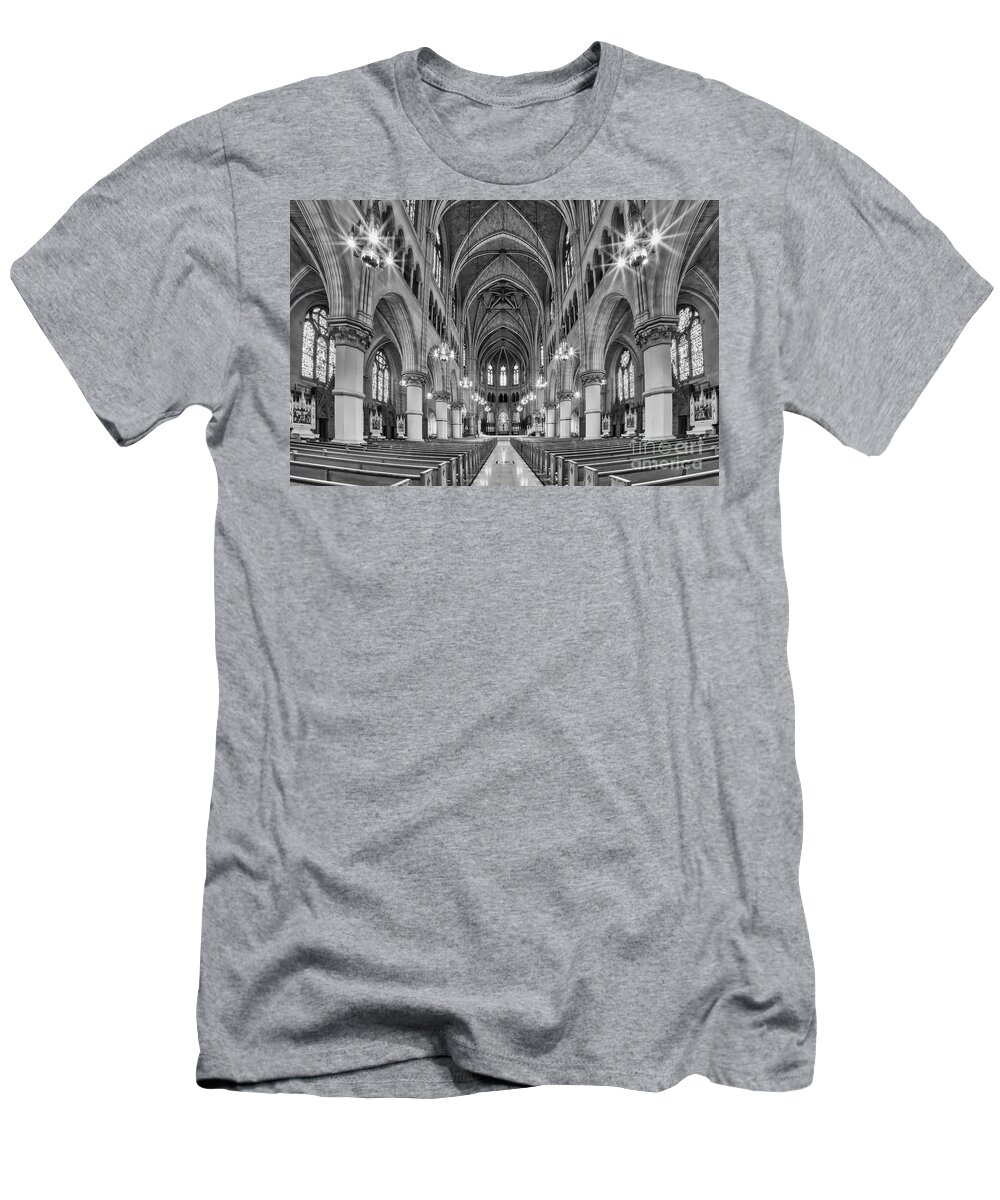 Architecture T-Shirt featuring the photograph Cathedral Basilica of the Sacred Heart 1 bw by Jerry Fornarotto