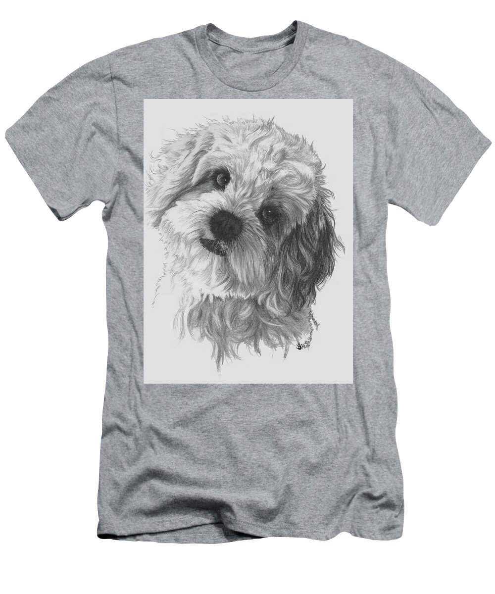Designer Dog T-Shirt featuring the drawing Cava-Chon by Barbara Keith
